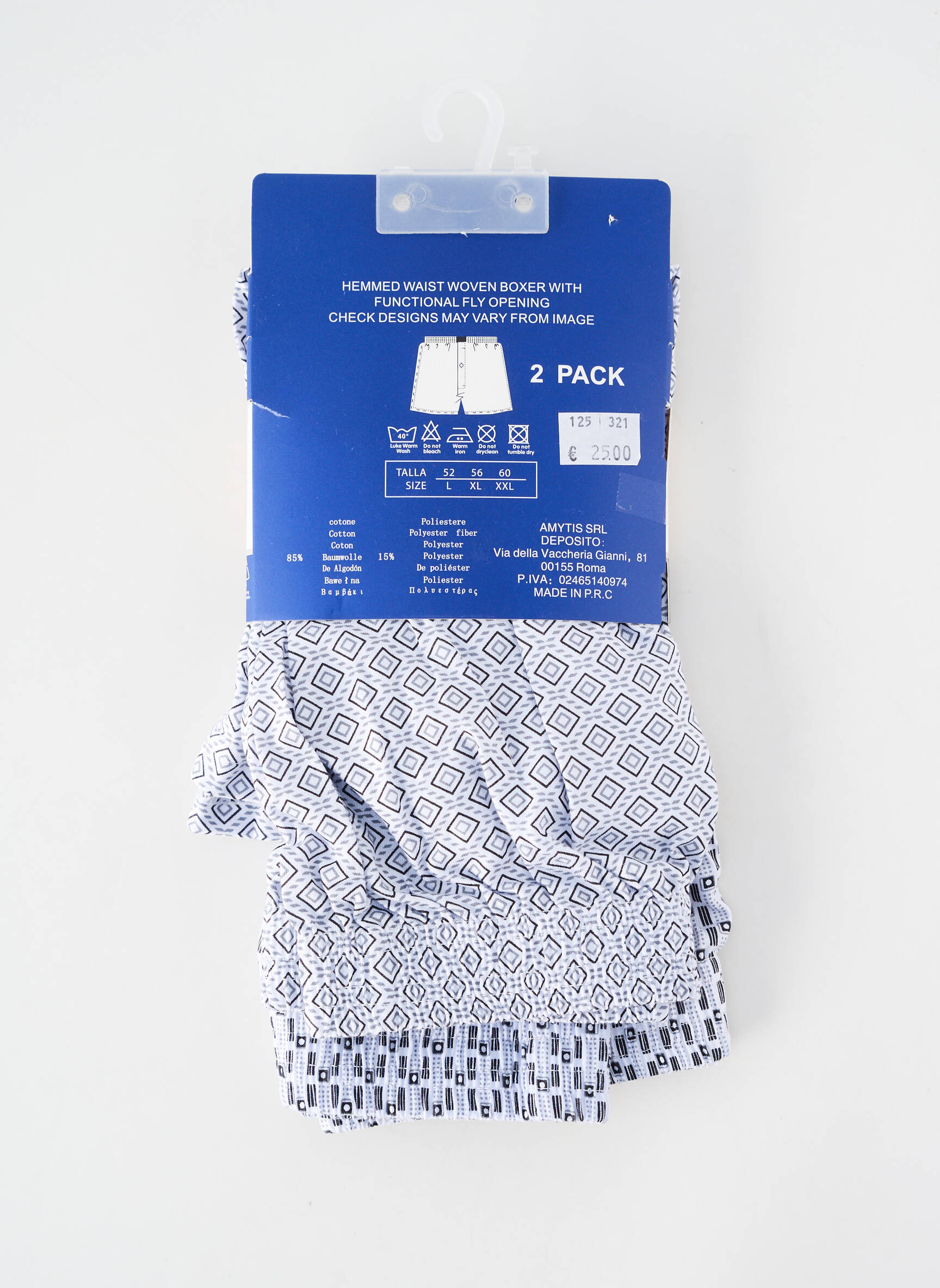 Caleçon tissage popeline bleu AMYTIS homme