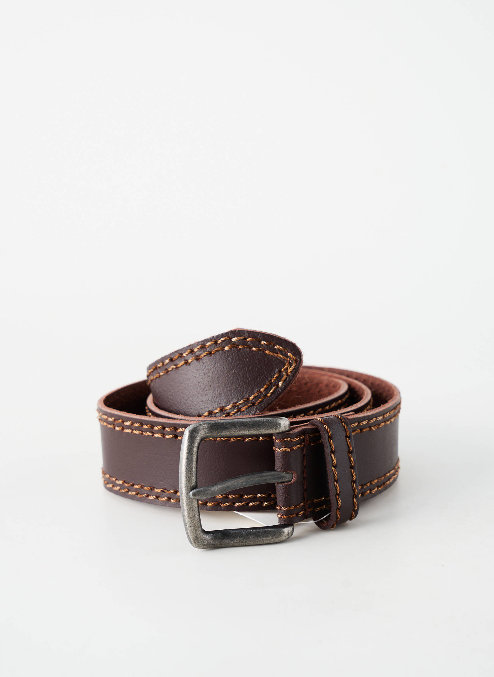 Ceinture coutures renforcées marron MR BOHEME homme