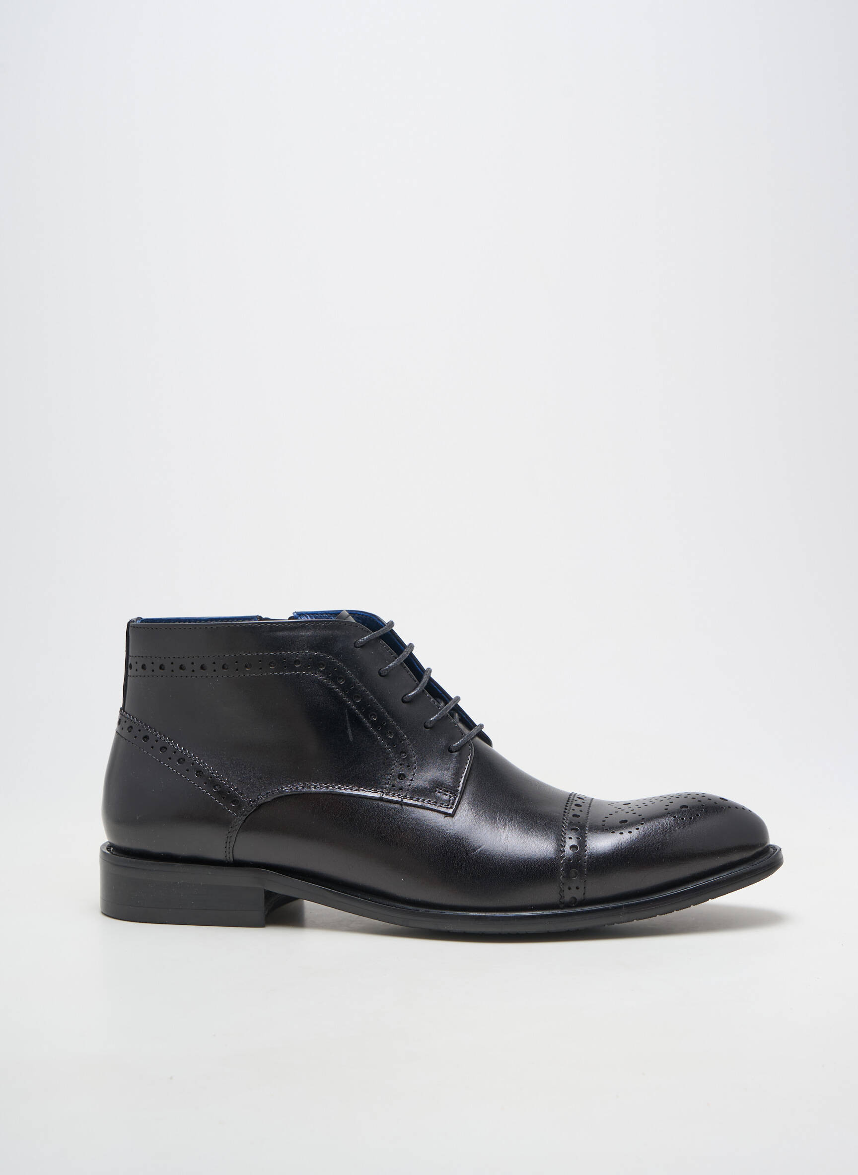 Bottines/boots matière lisse talon bas noir KDOPA homme