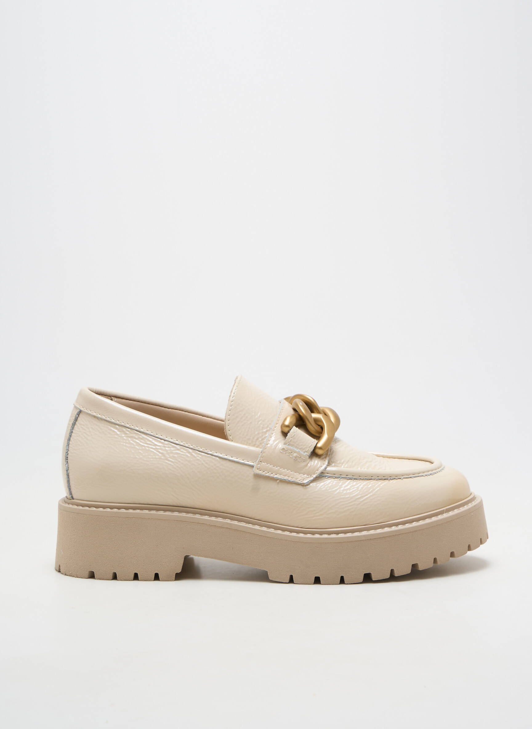Mocassins matière lisse talon de 4 à 6cm beige NERO GIARDINI femme