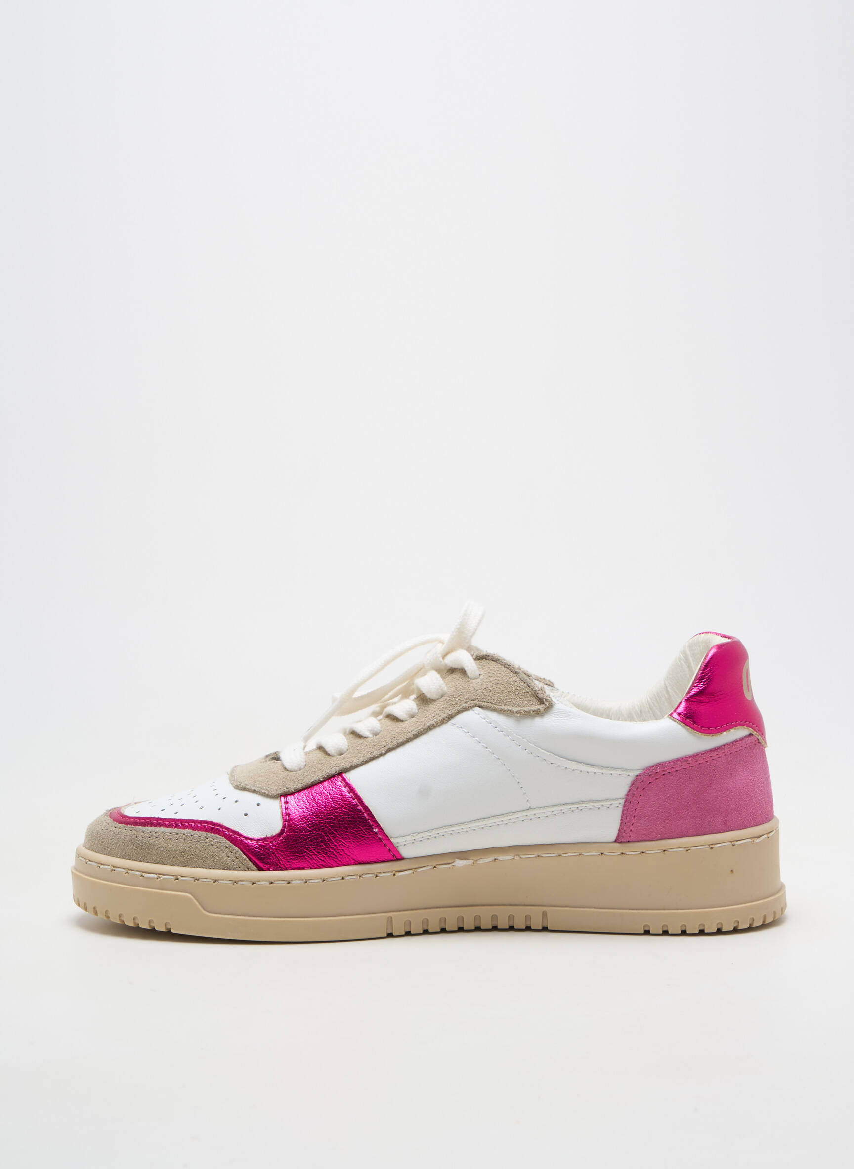 Baskets matière lisse talon plat jusqu'à 3cm blanc PLAY ONE femme