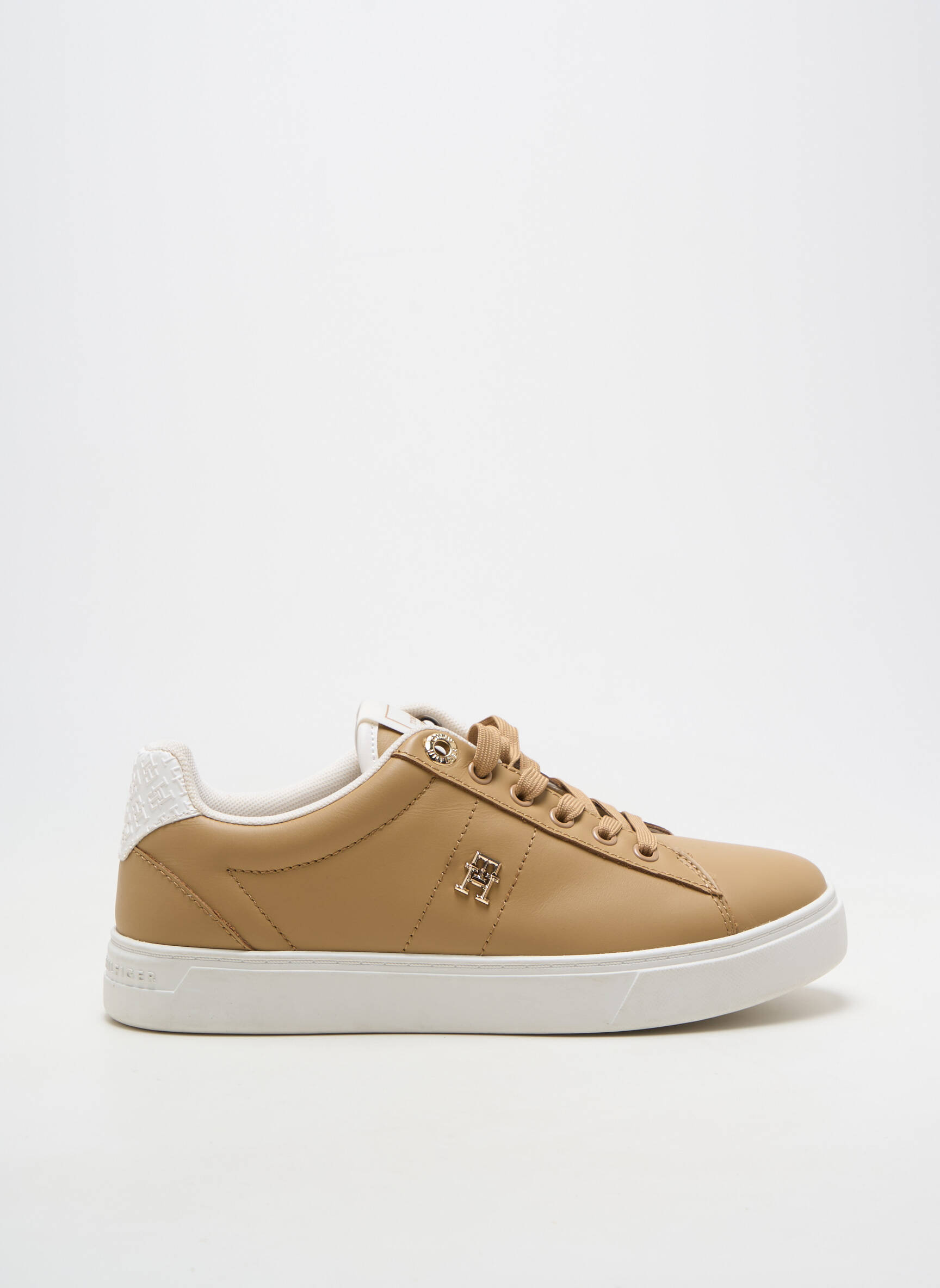 Baskets matière lisse talon plat jusqu'à 3cm marron TOMMY HILFIGER femme
