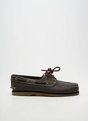 Chaussures bâteau matière lisse bout rond vert TIMBERLAND homme