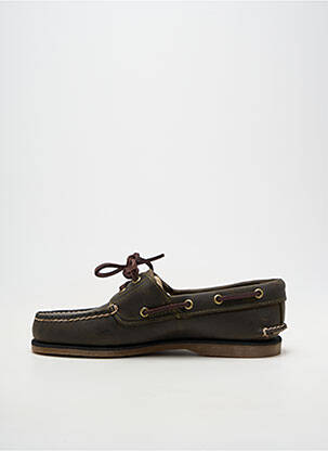 Chaussures bâteau matière lisse bout rond vert TIMBERLAND homme