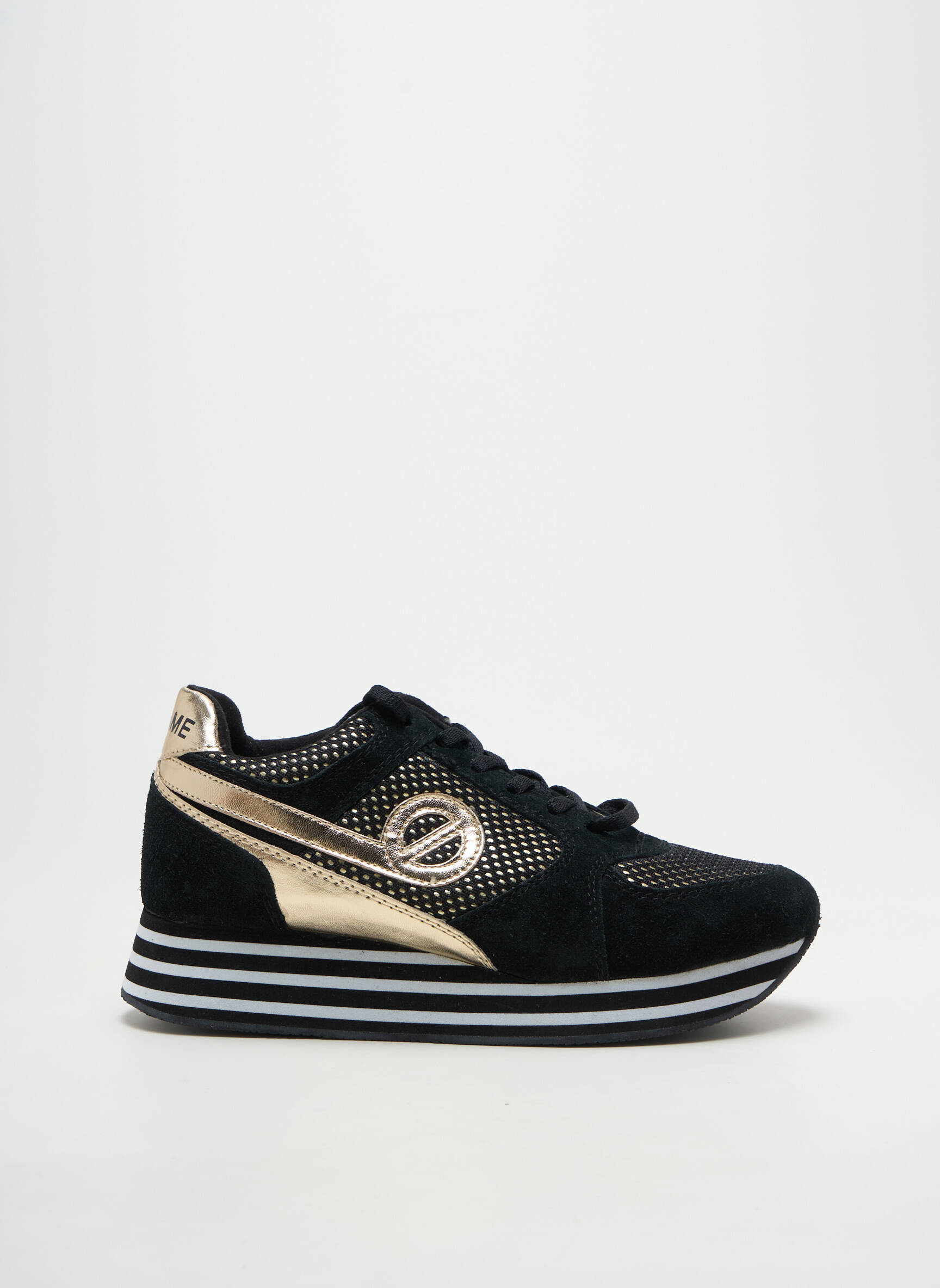 Baskets tissage satiné talon de 4 à 6cm noir NO NAME femme