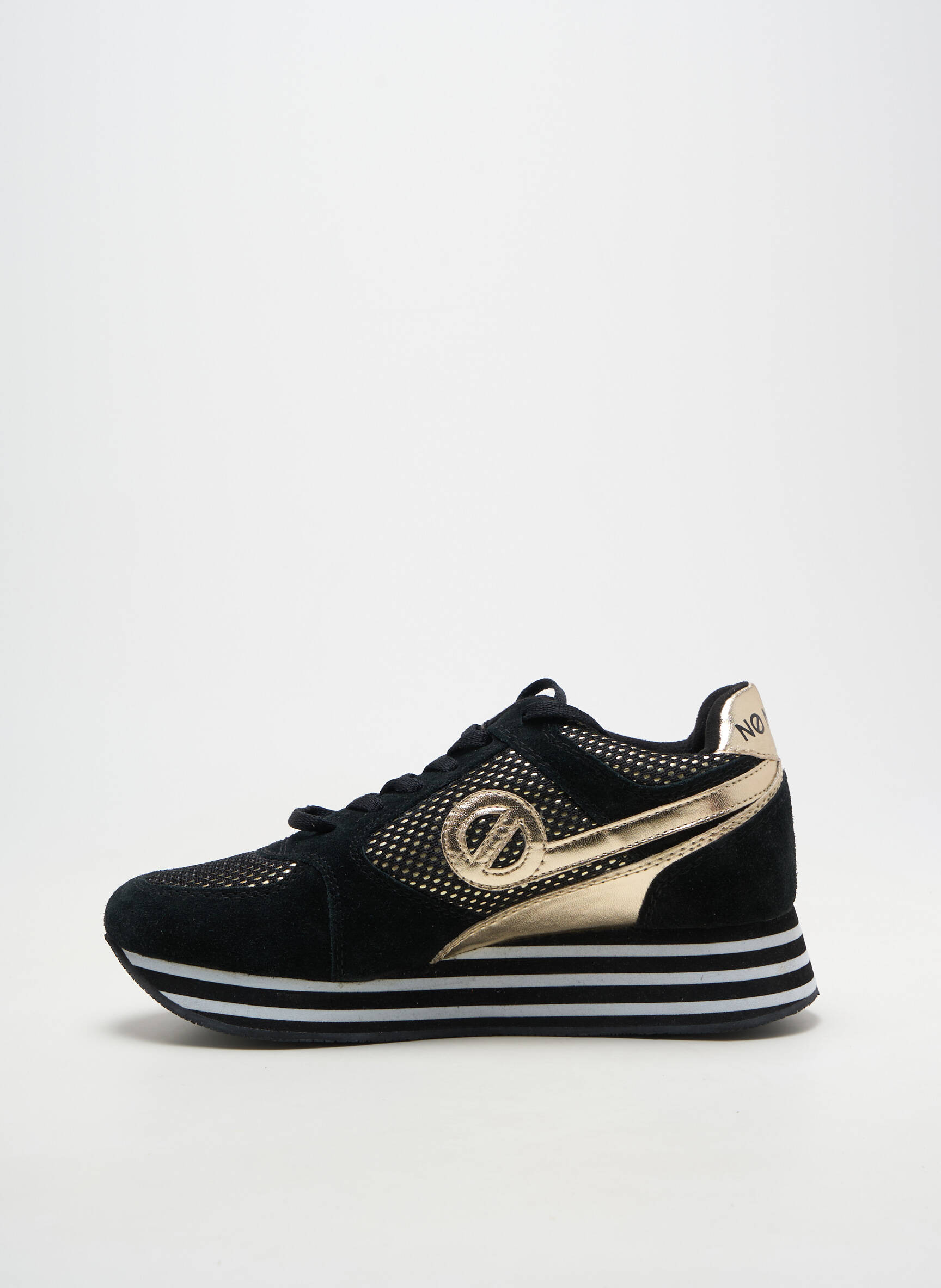Baskets tissage satiné talon de 4 à 6cm noir NO NAME femme