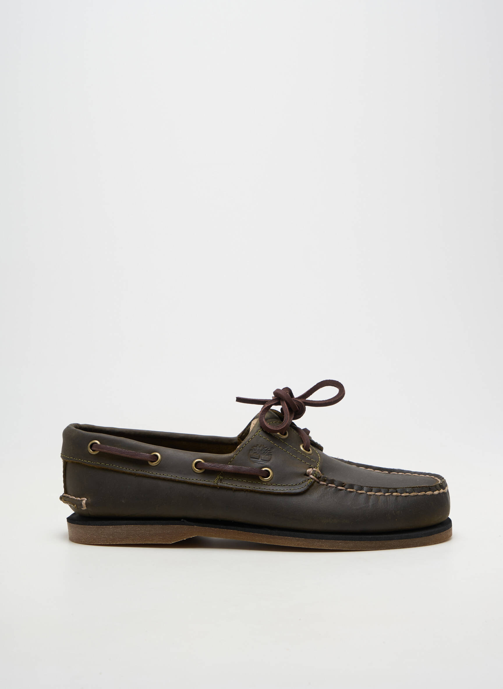 Chaussures bâteau matière lisse bout rond vert TIMBERLAND homme
