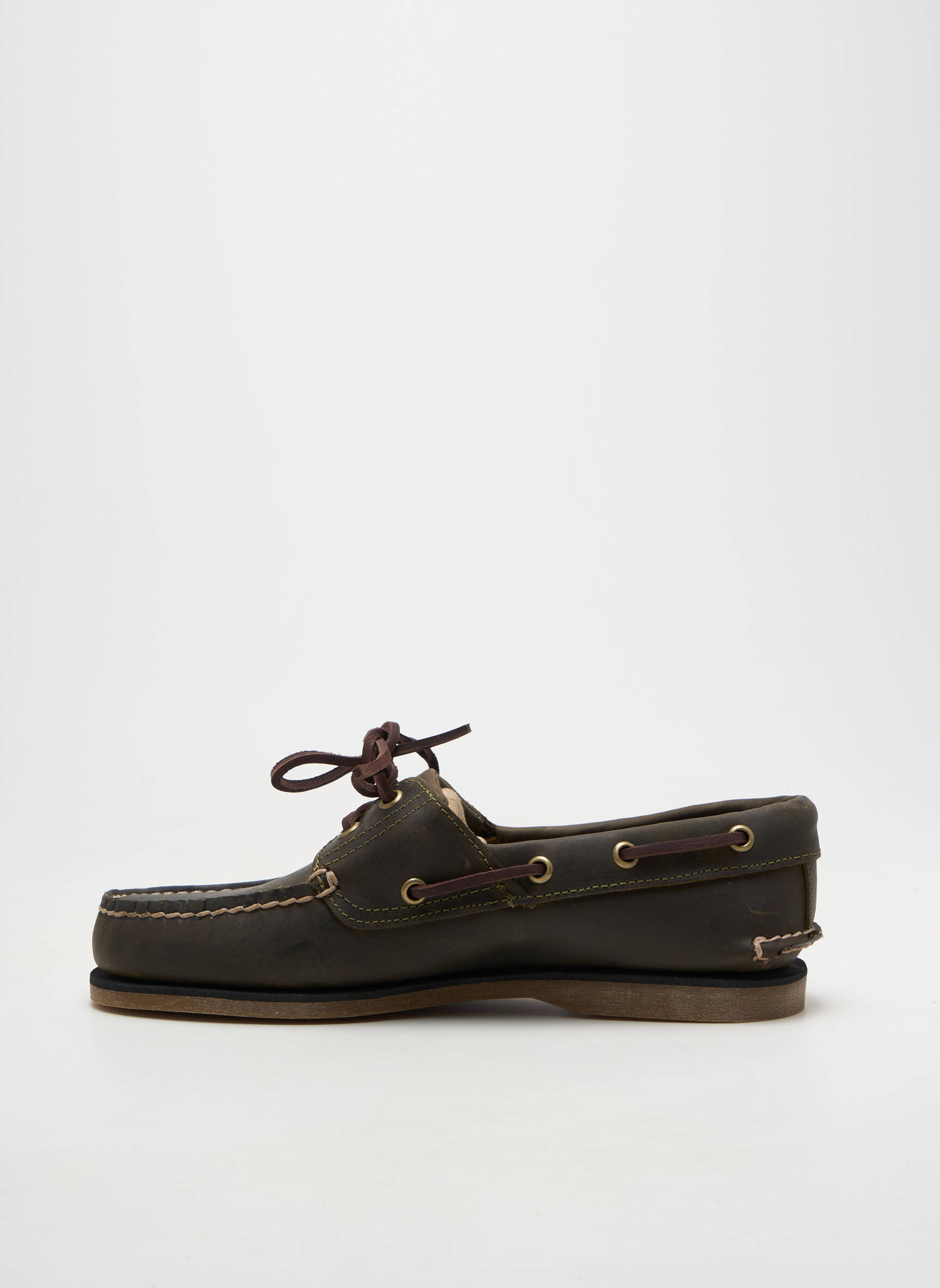 Chaussures bâteau matière lisse bout rond vert TIMBERLAND homme