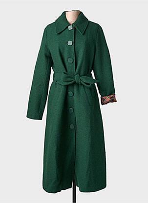 Manteau long coupe cintrée sans capuche vert KING LOUIE femme