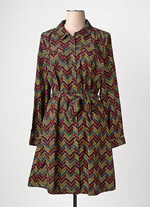 Robe mi-longue imprimé fantaisie manches longues vert KING LOUIE femme