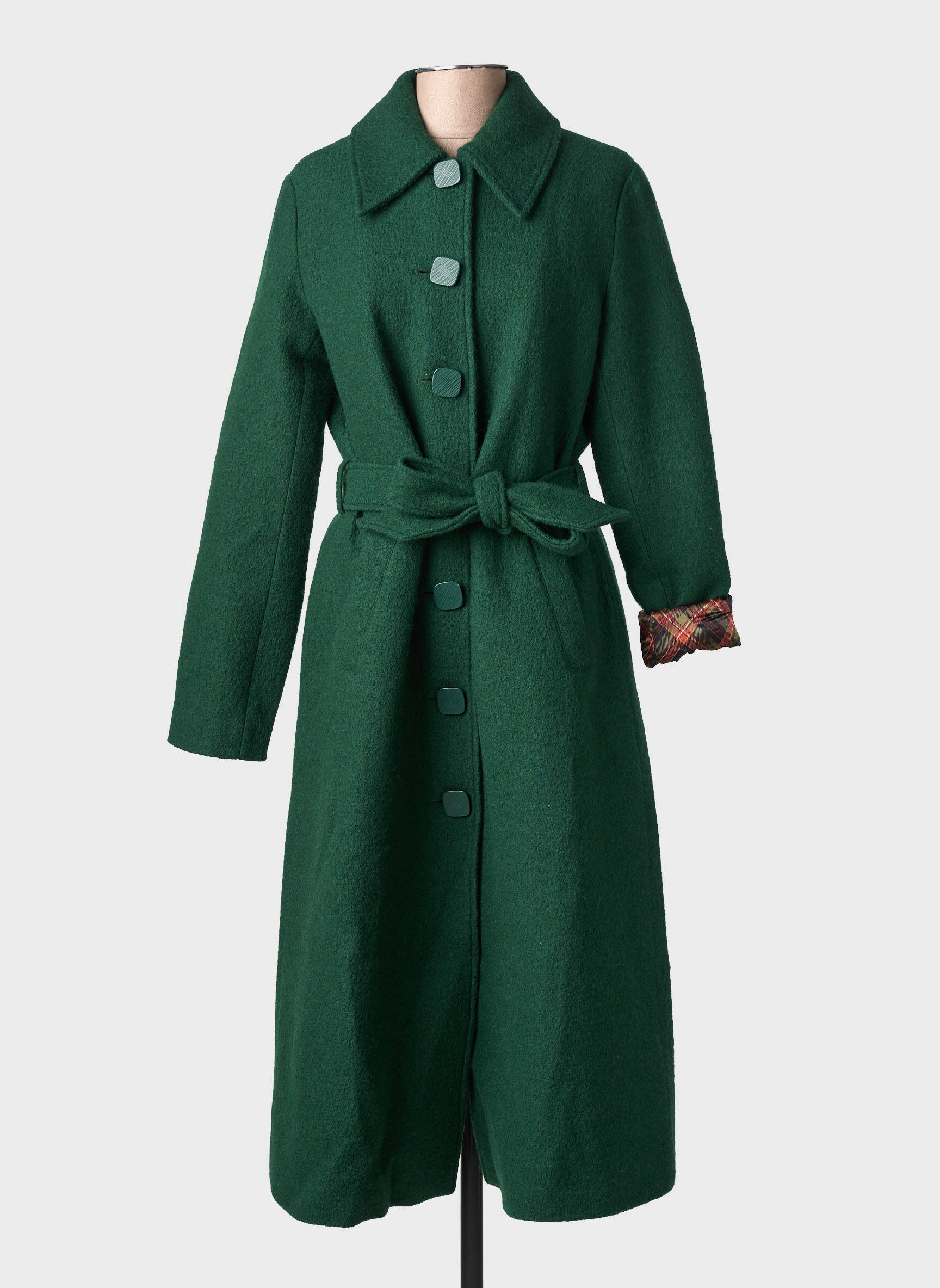 Manteau long coupe cintrée sans capuche vert KING LOUIE femme
