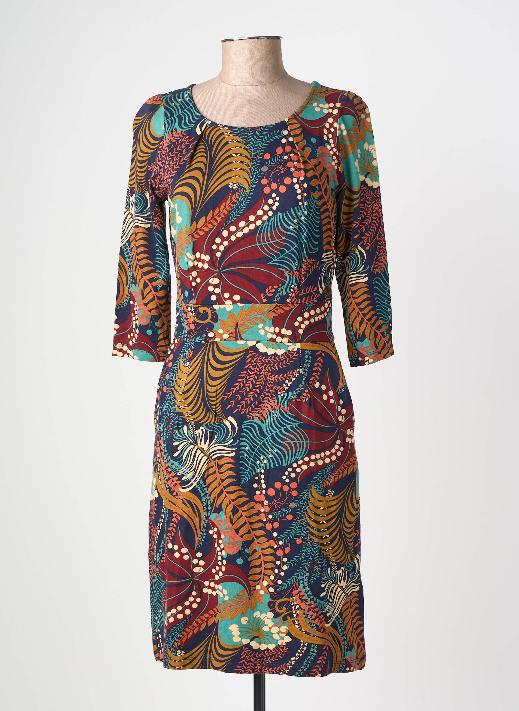 Robe mi-longue manches 3/4 manches 3/4 bleu KING LOUIE femme