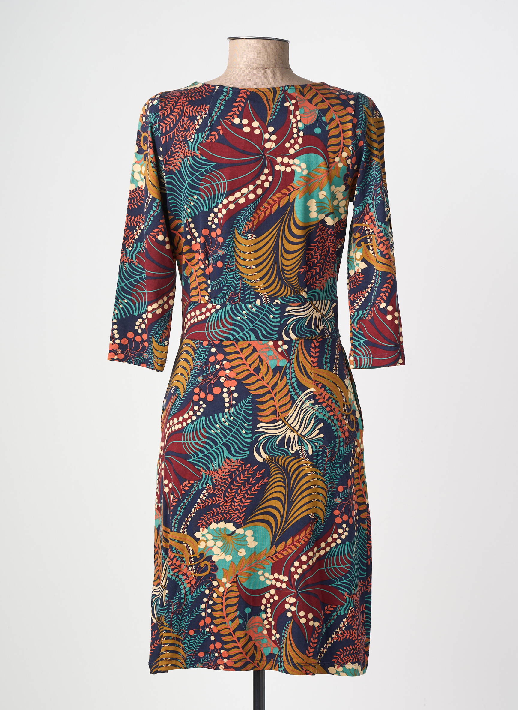 Robe mi-longue manches 3/4 manches 3/4 bleu KING LOUIE femme