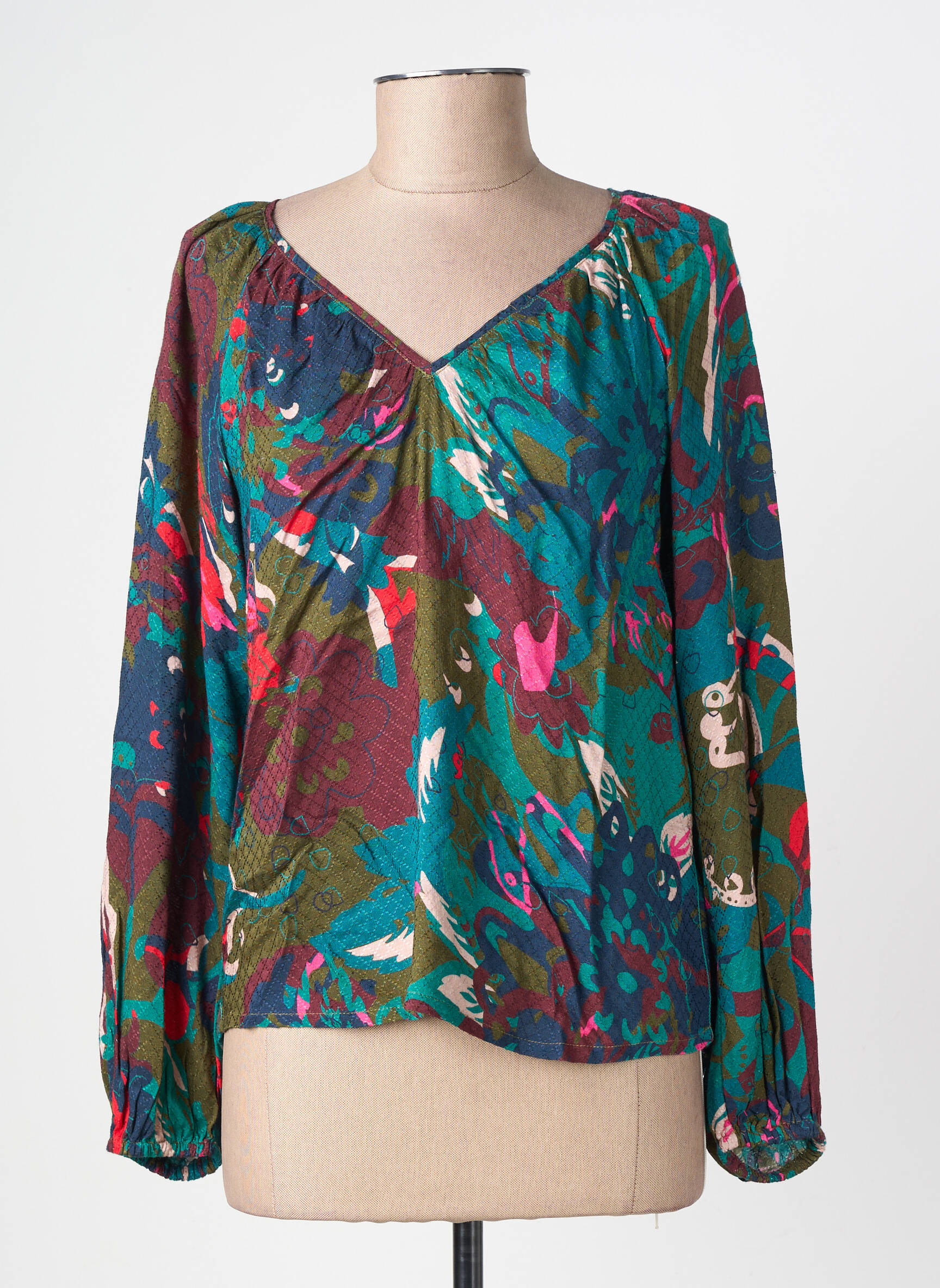 Blouse imprimé fantaisie manches longues vert WHITE STUFF femme