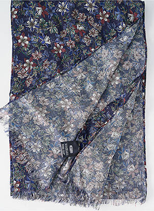Foulard tissage popeline bleu DELAHAYE femme