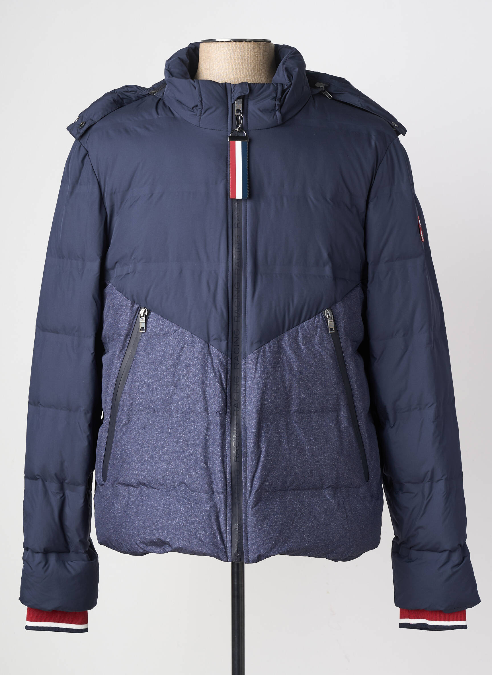 Doudoune manches longues a capuche bleu DELAHAYE homme