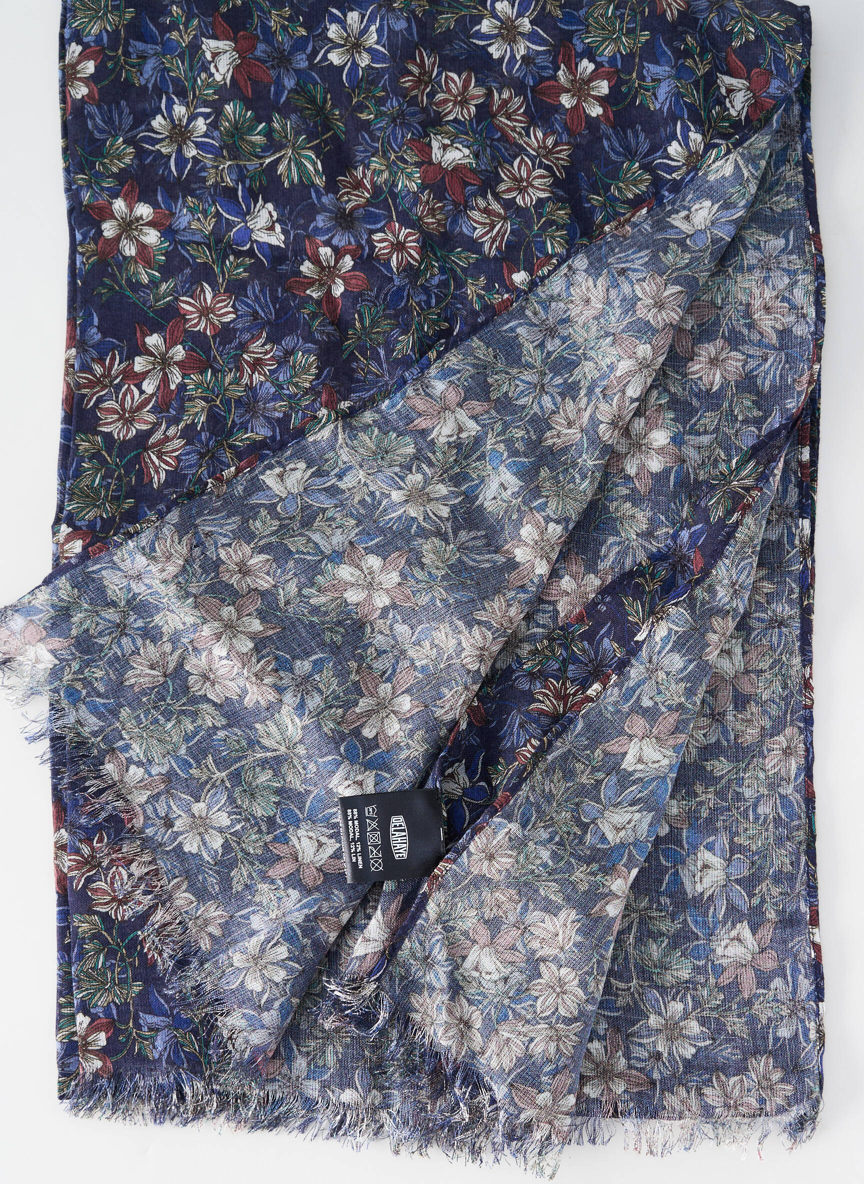 Foulard tissage popeline bleu DELAHAYE femme