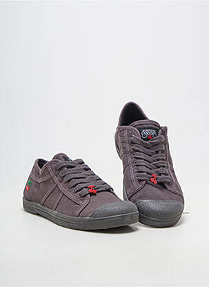 Baskets fermeture lacets talon plat jusqu'à 3cm gris LE TEMPS DES CERISES femme