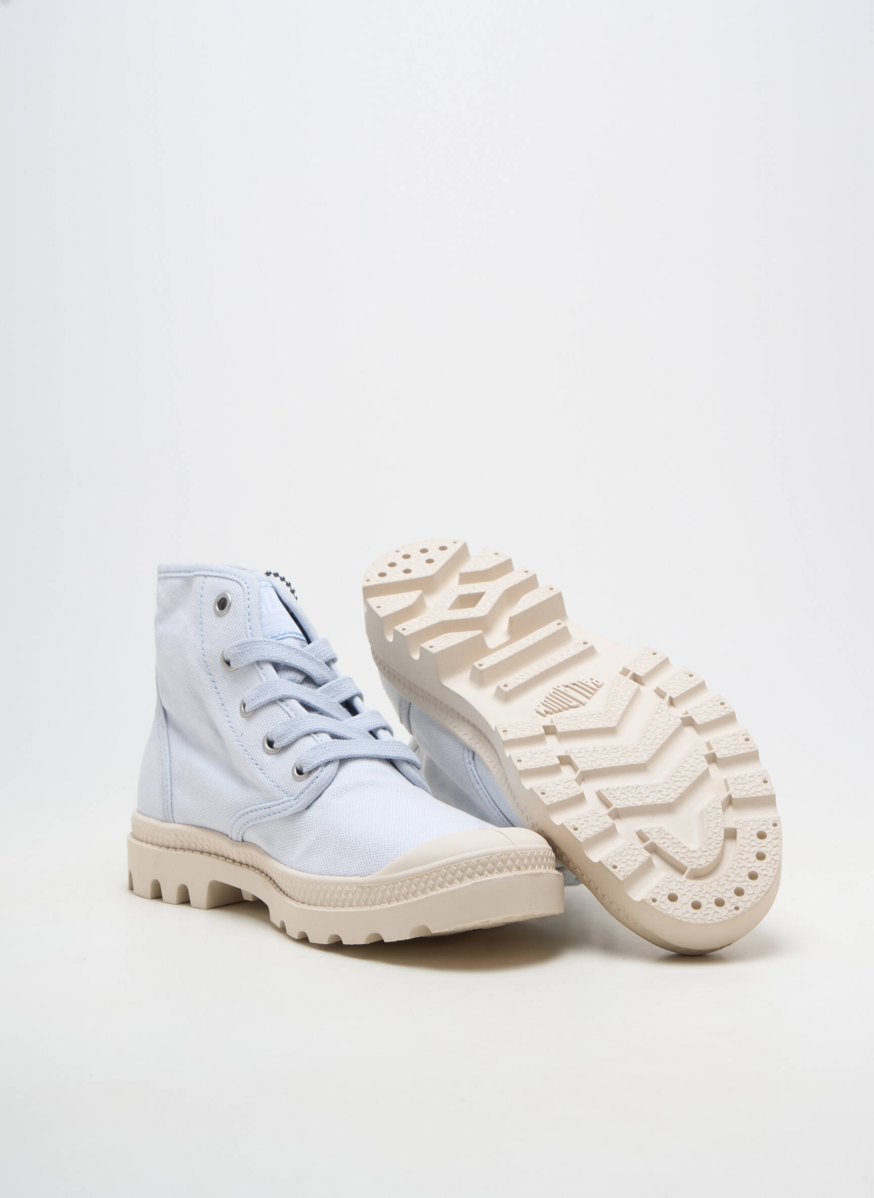 Baskets bout rond talon de 4 à 6cm bleu PALLADIUM femme