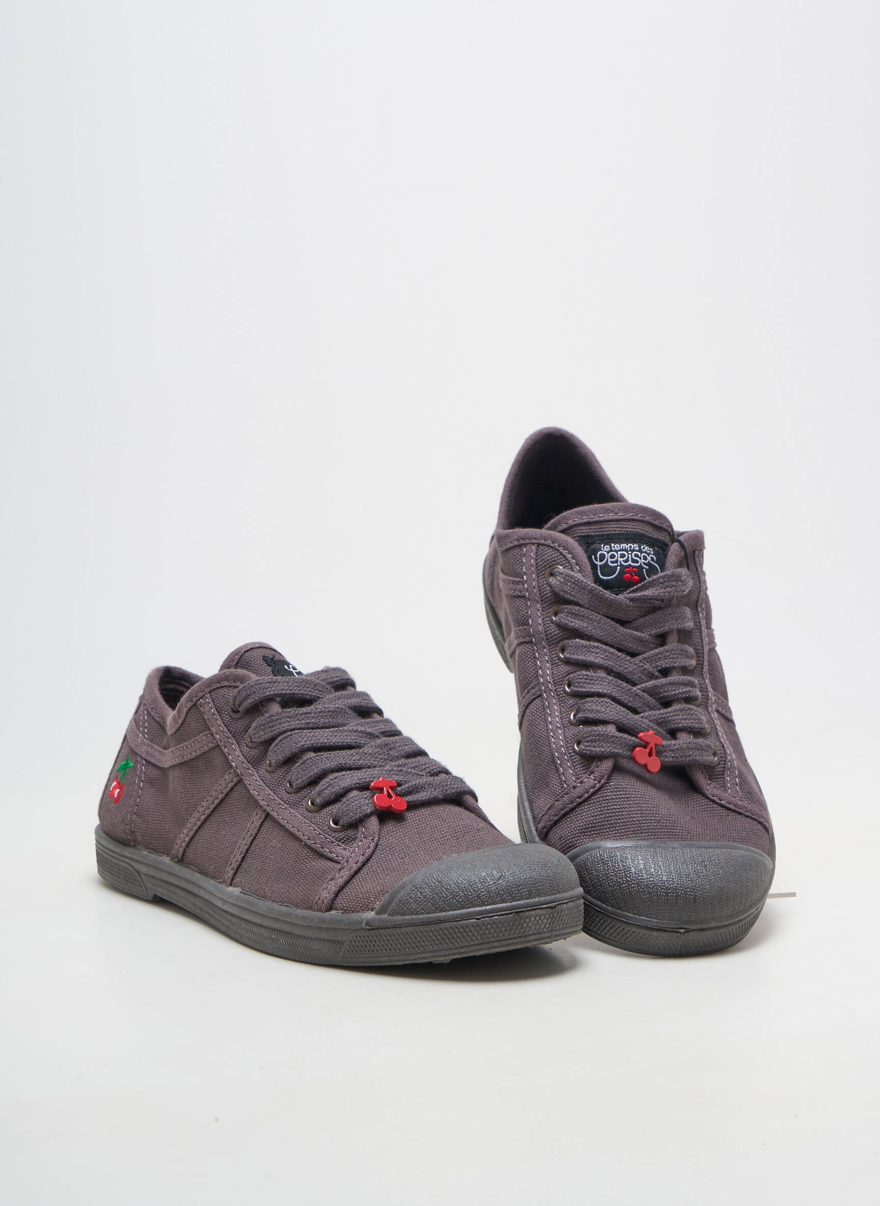 Baskets fermeture lacets talon plat jusqu'à 3cm gris LE TEMPS DES CERISES femme