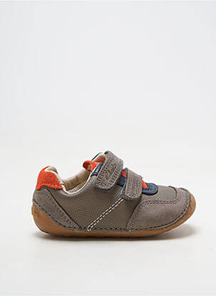 Baskets matière lisse bout rond marron CLARKS garçon