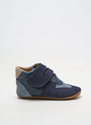 Chaussons/pantoufles fermeture scratch bout rond bleu POM POM garçon