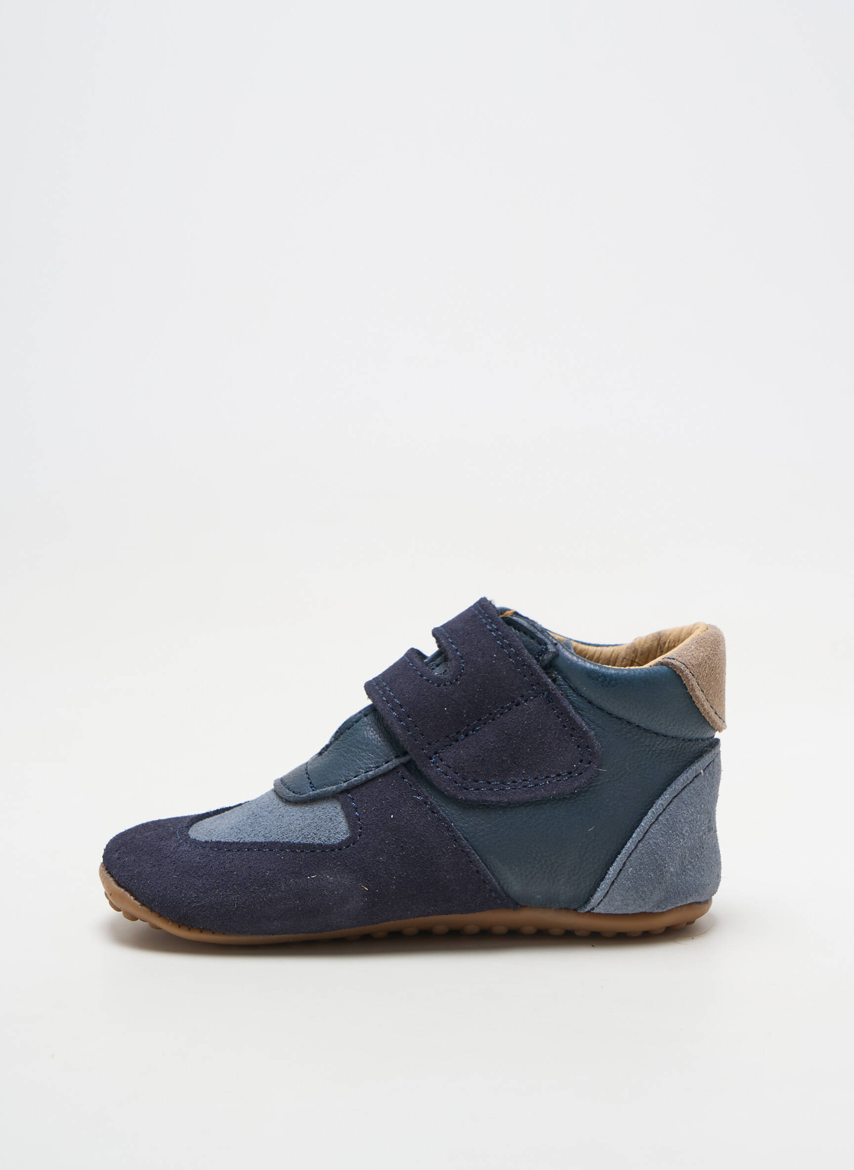 Chaussons/pantoufles fermeture scratch bout rond bleu POM POM garçon