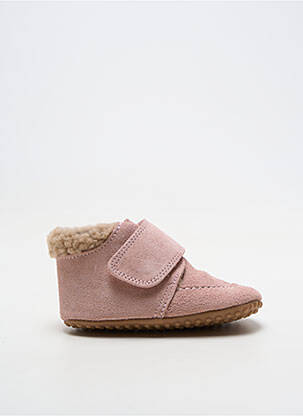 Chaussons/pantoufles fermeture scratch bout rond rose POM POM fille