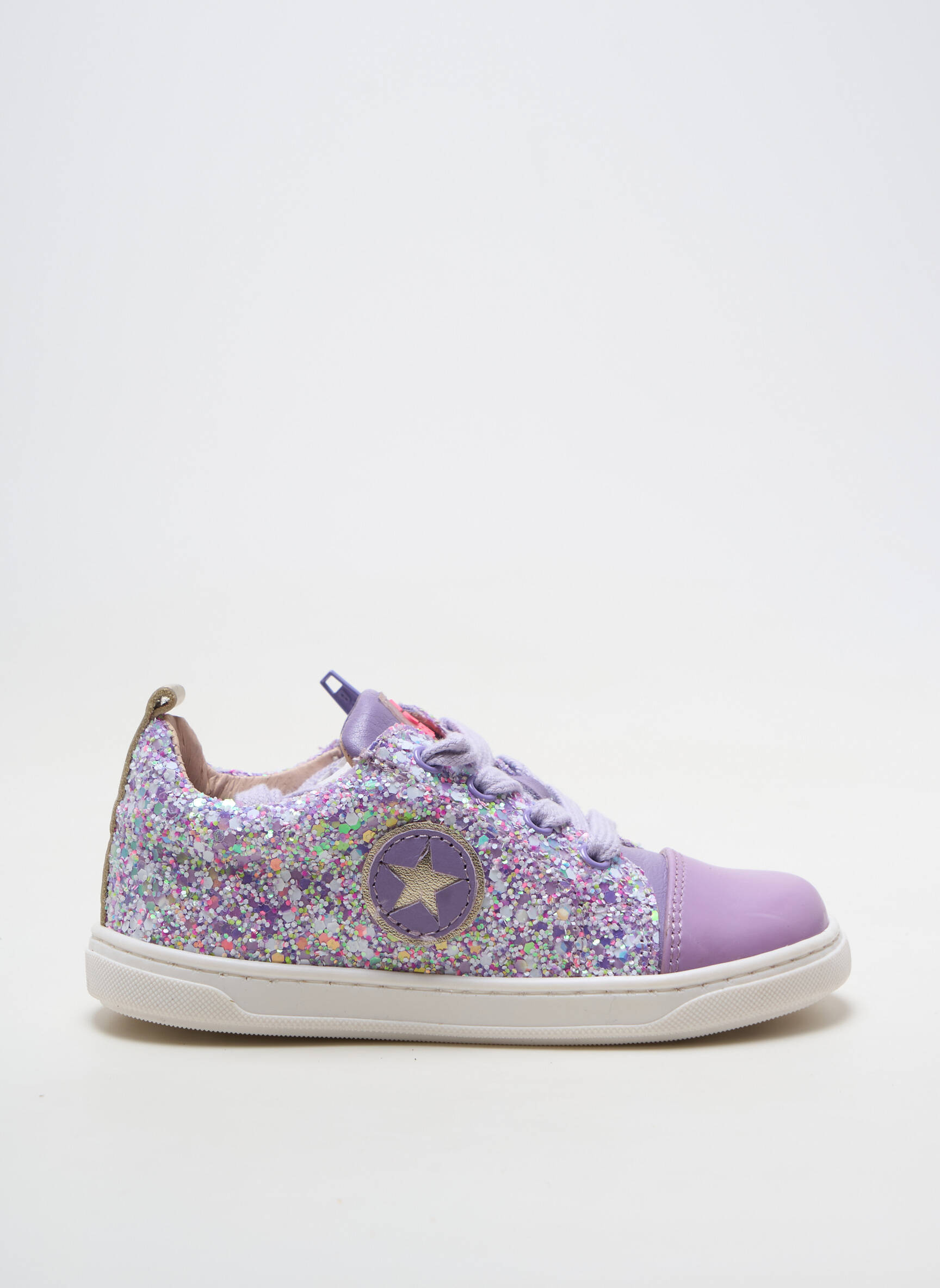 Baskets matière lisse bout rond violet ACEBOS fille