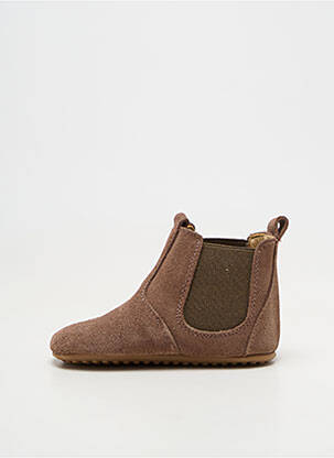 Chaussons/pantoufles fermeture elastique bout rond marron POM POM enfant