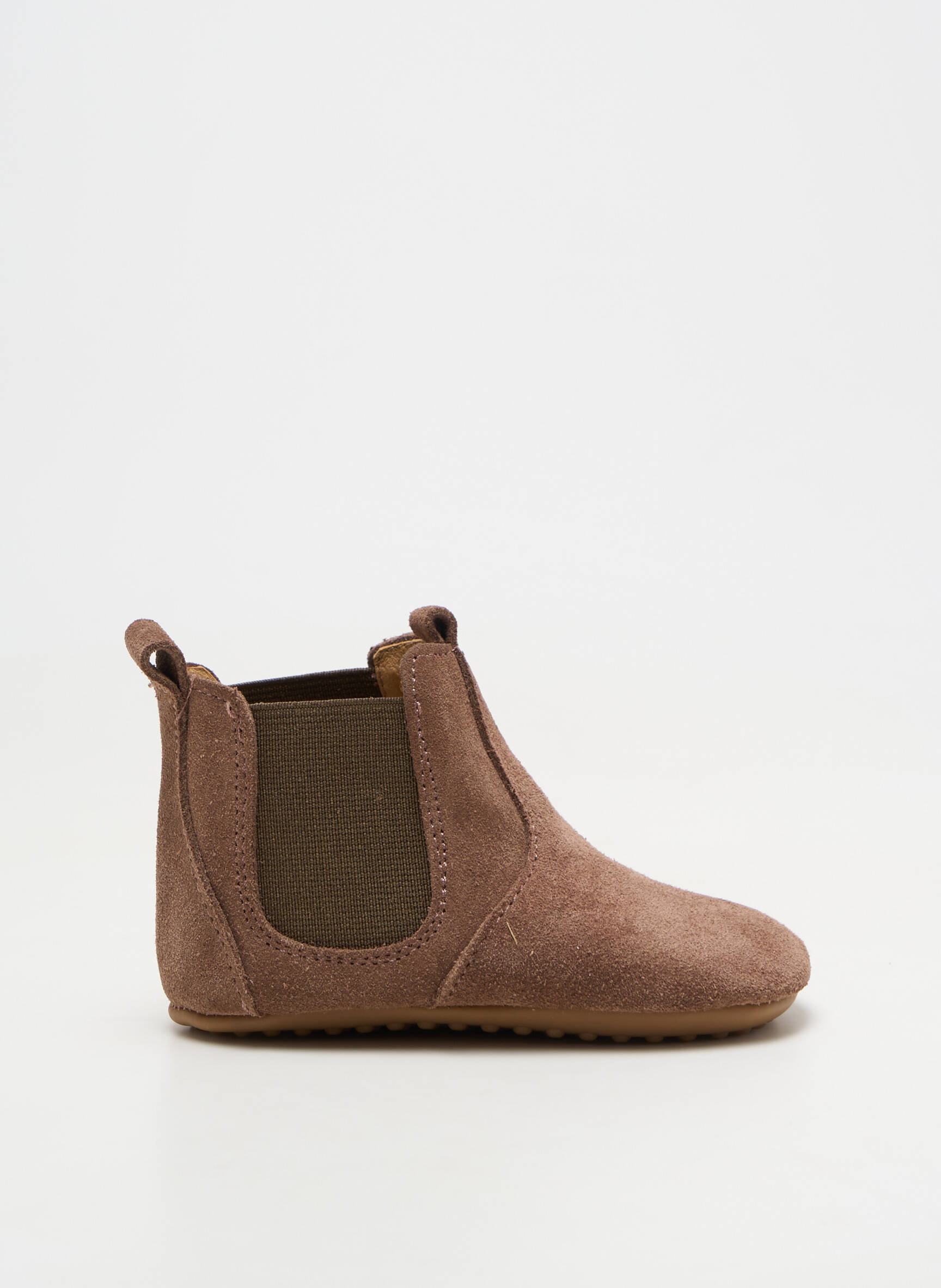 Chaussons/pantoufles fermeture elastique bout rond marron POM POM enfant