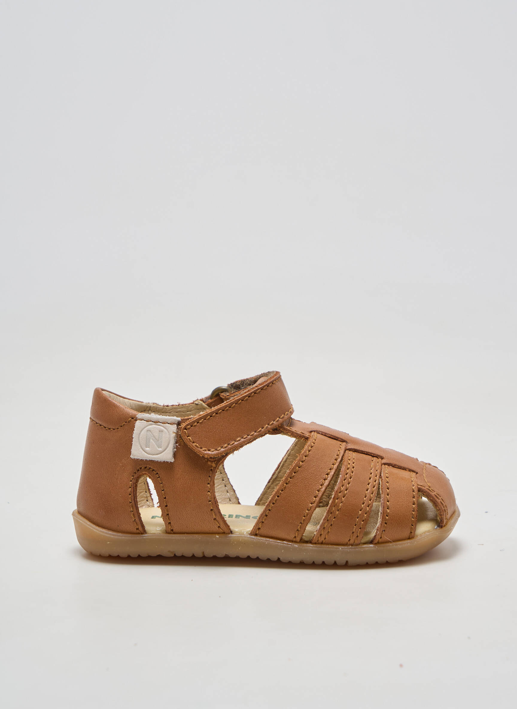 Sandales/nu pieds matière lisse bout rond marron NATURINO garçon