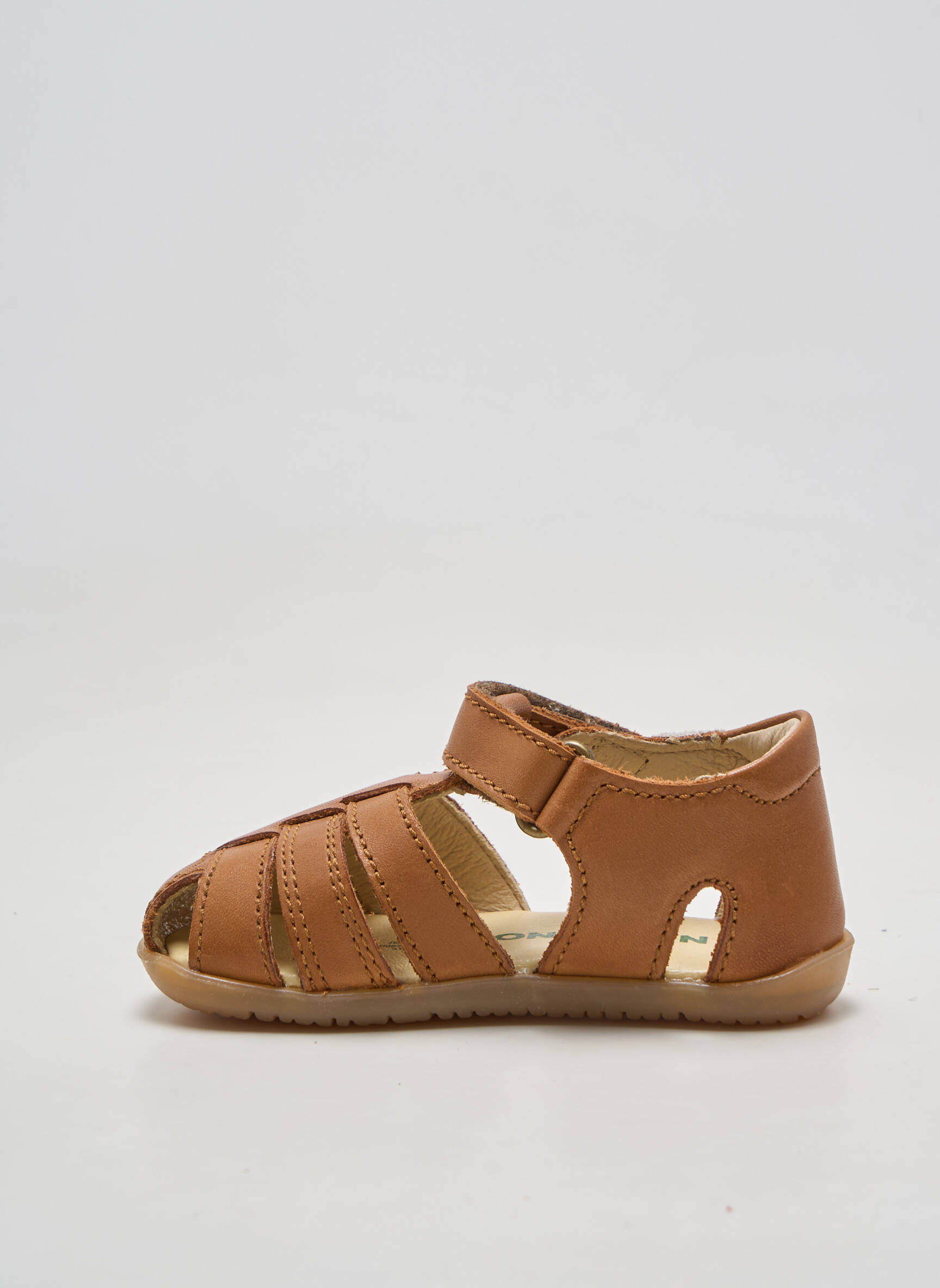 Sandales/nu pieds matière lisse bout rond marron NATURINO garçon