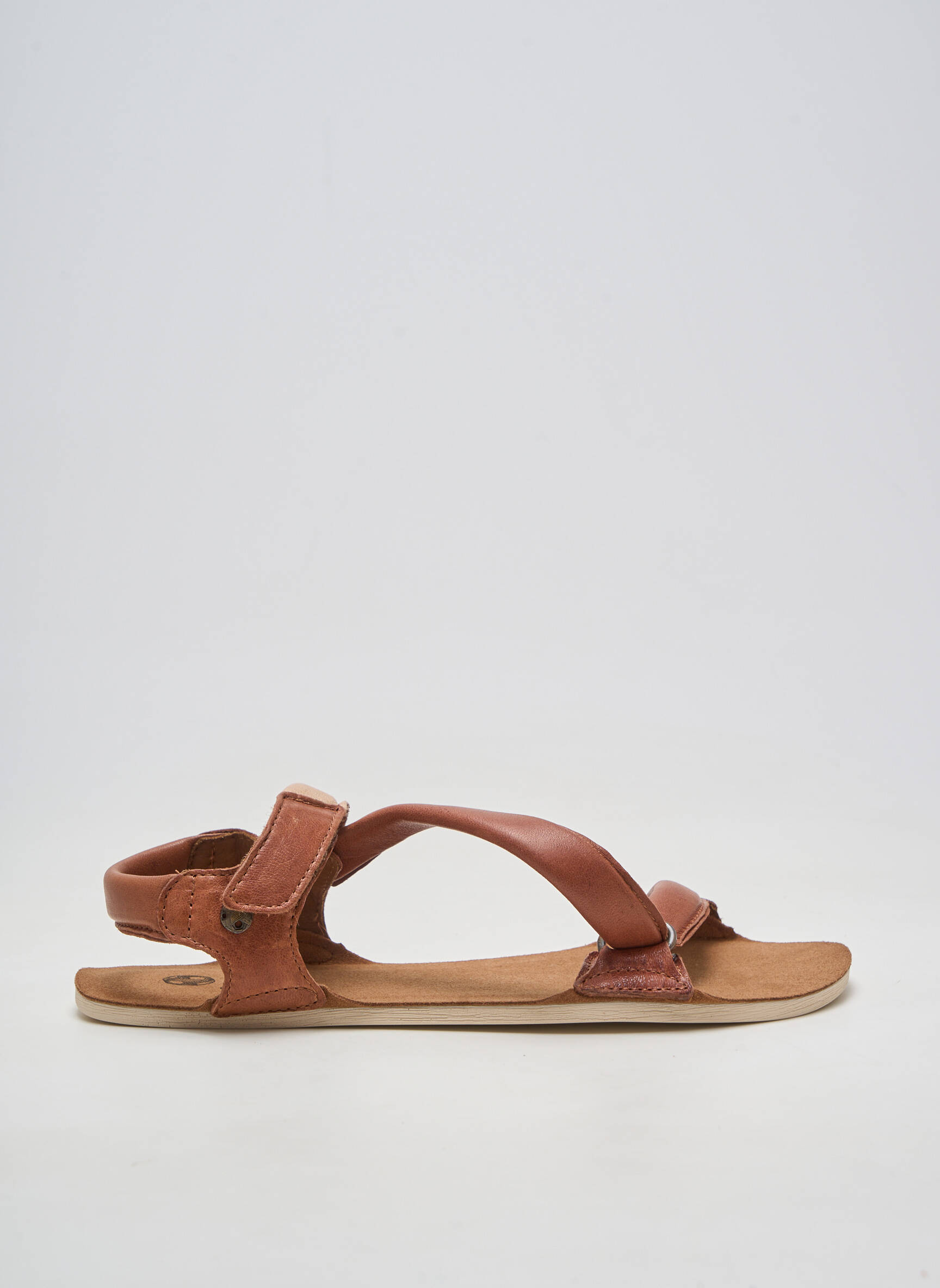 Sandales/nu pieds matière lisse talon plat jusqu'à 3cm marron ZAPATO FEROZ femme