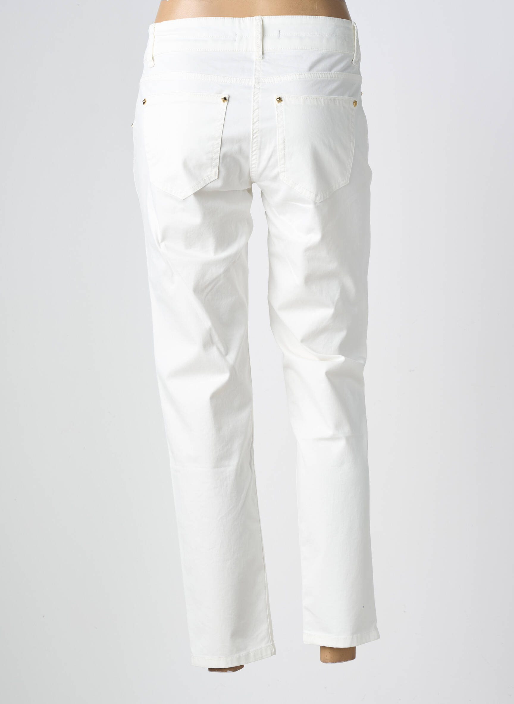 Pantalon 7/8 fermeture zippée sous rabat boutonné blanc BETTY BARCLAY femme