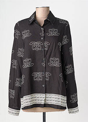 Chemisier tissage crêpe manches longues noir MOOYA femme