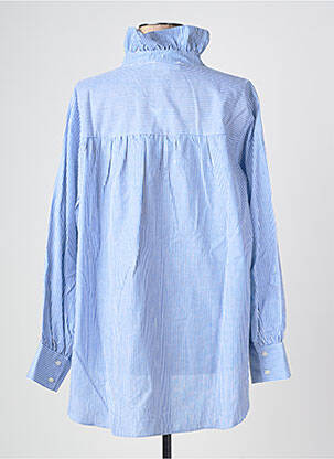Chemisier tissage crêpe manches longues bleu IN APRIL 1986 femme