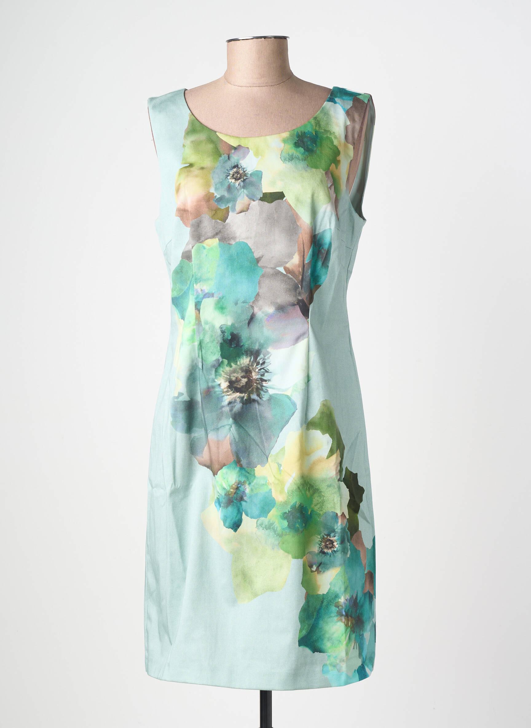 Robe mi-longue imprimé fleurs sans manche vert BETTY BARCLAY femme