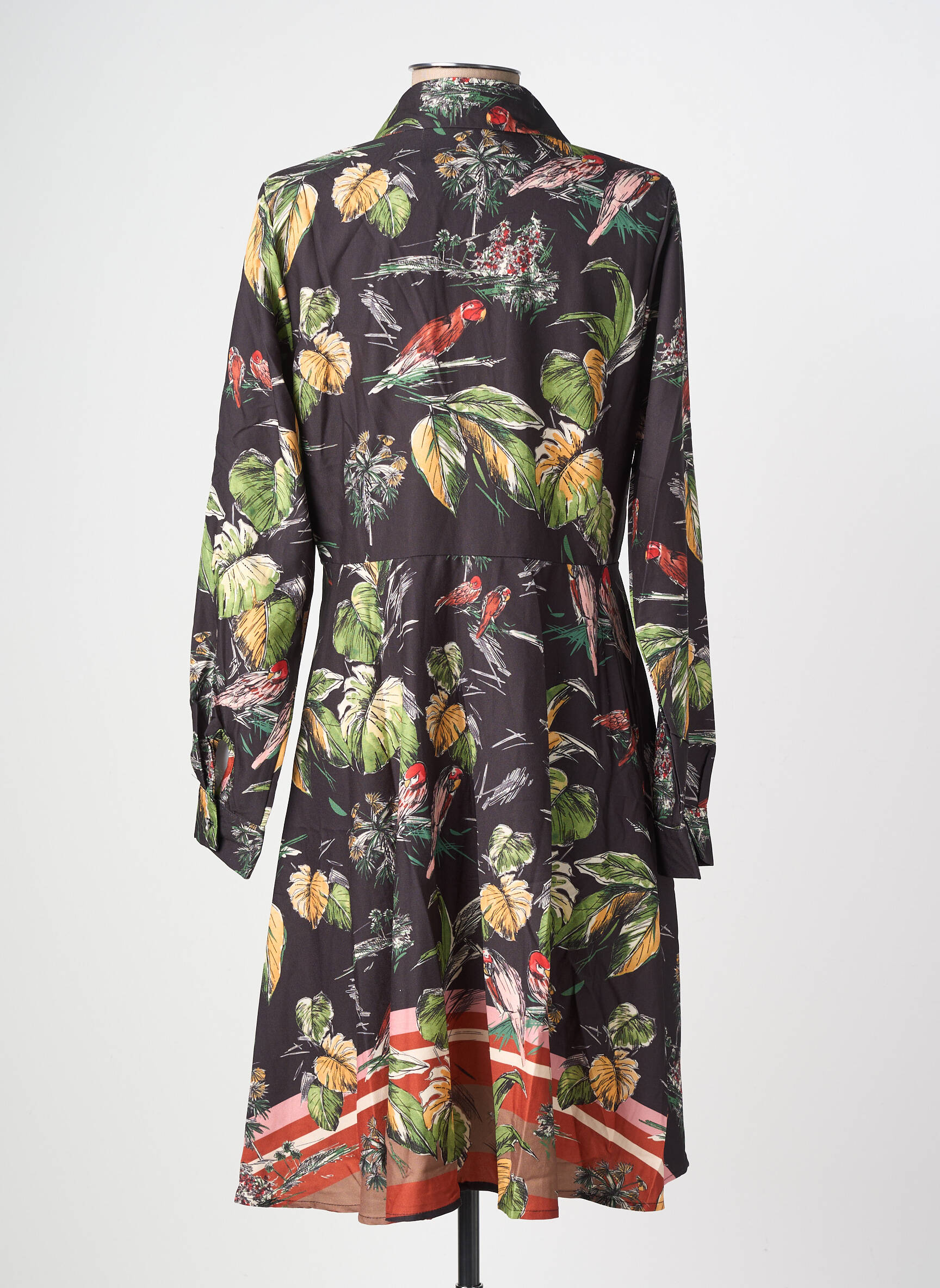 Robe mi-longue manches longues manches longues noir SOVOGUE femme