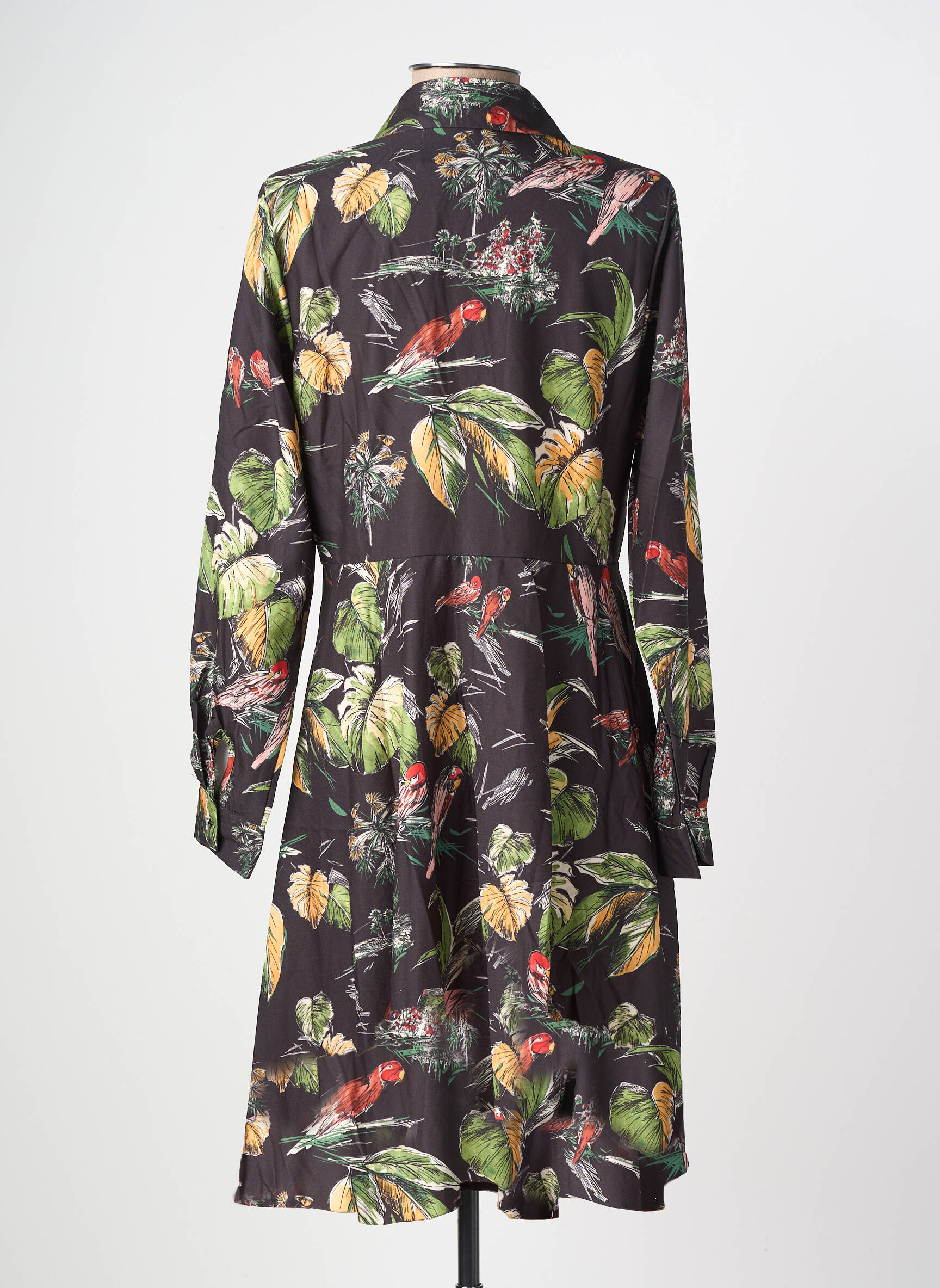 Robe mi-longue coupe fluide manches longues noir SOVOGUE femme