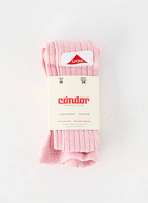 Collants tissage côtelé rose CONDOR fille