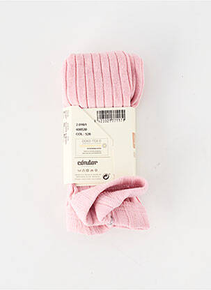 Collants tissage côtelé rose CONDOR fille