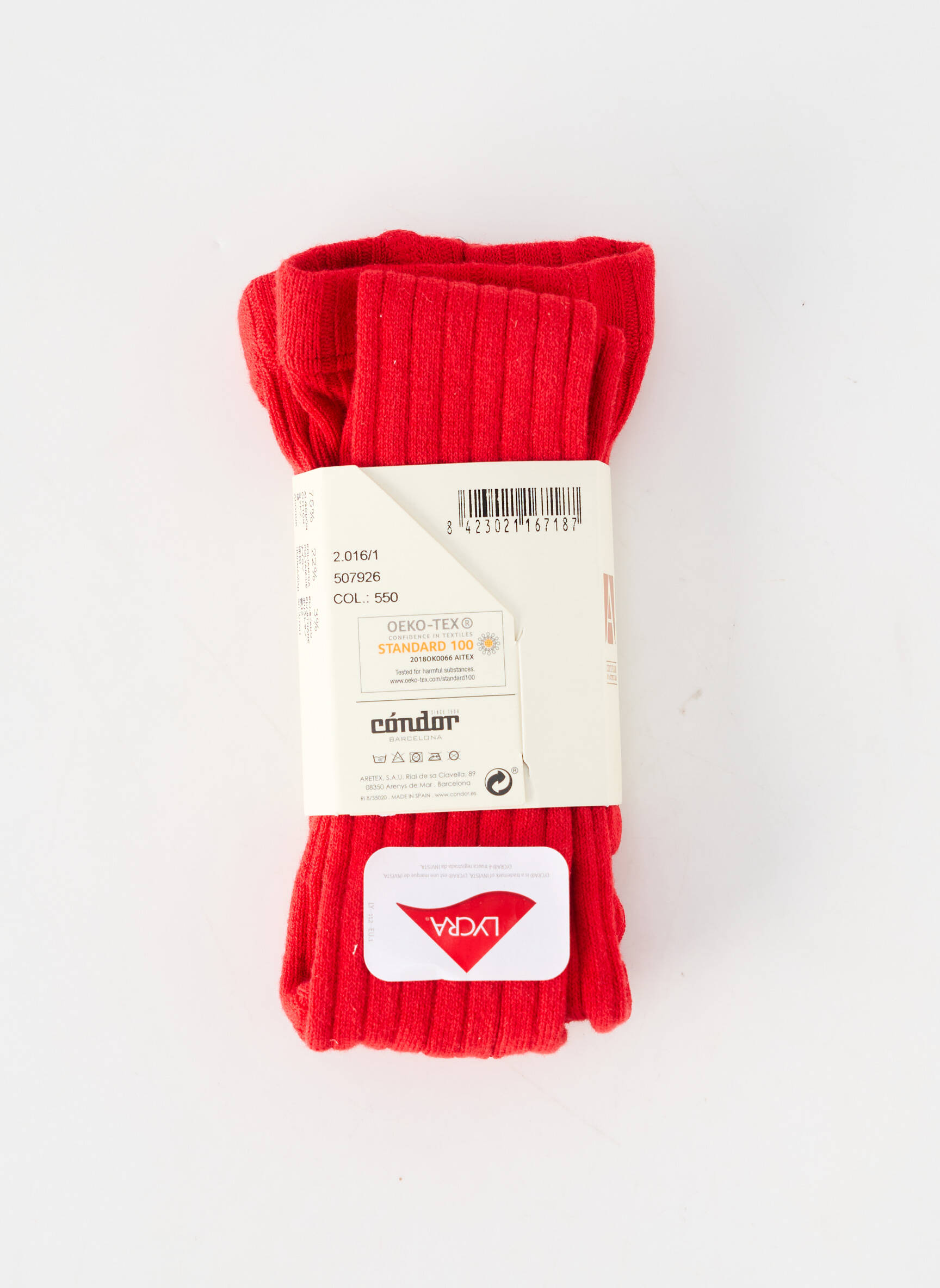 Collants tissage côtelé rouge CONDOR fille