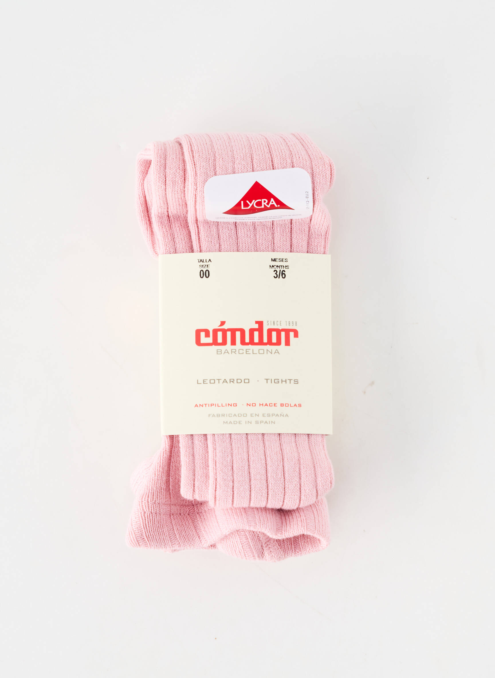 Collants tissage côtelé rose CONDOR fille