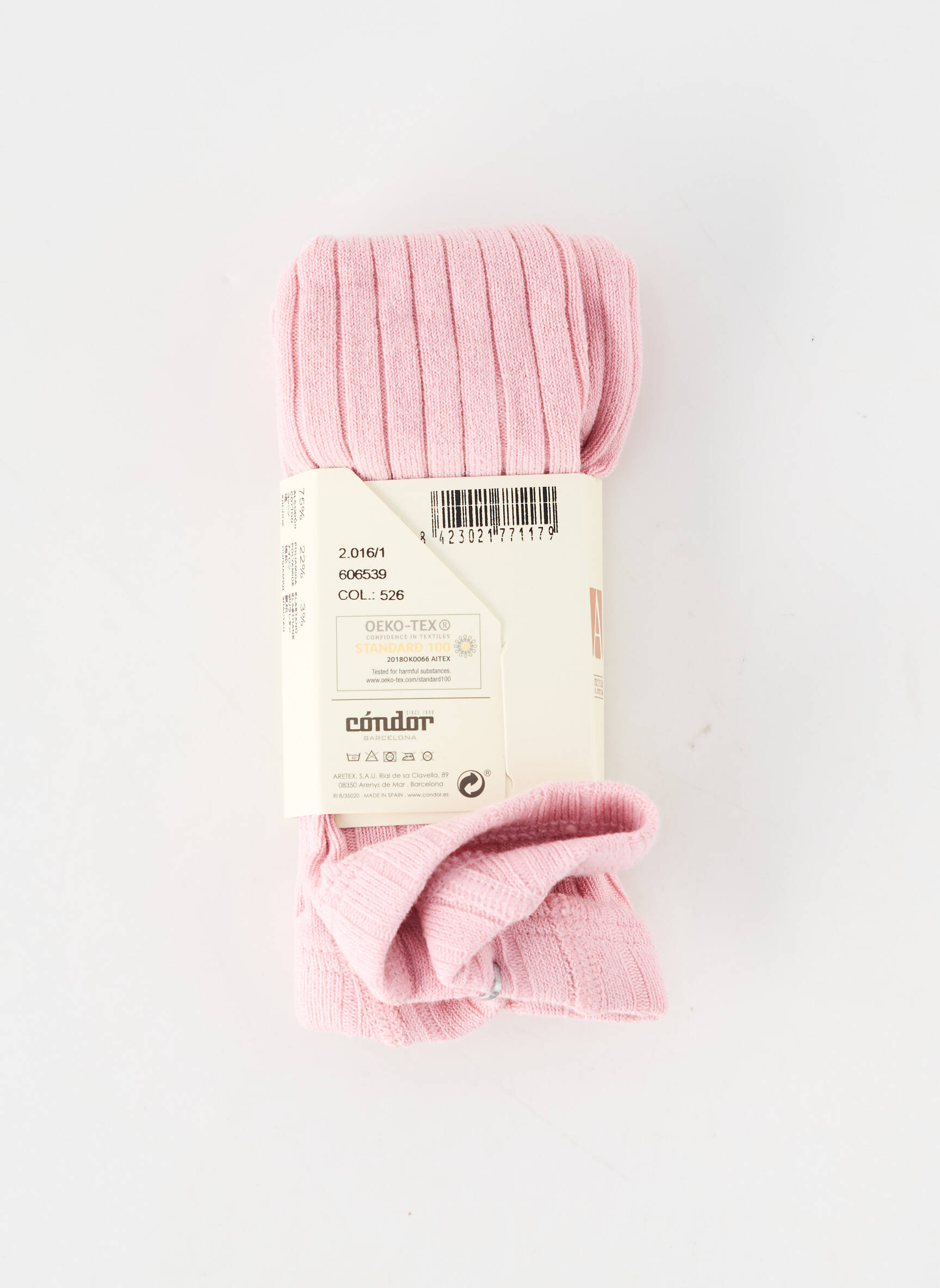 Collants tissage côtelé rose CONDOR fille