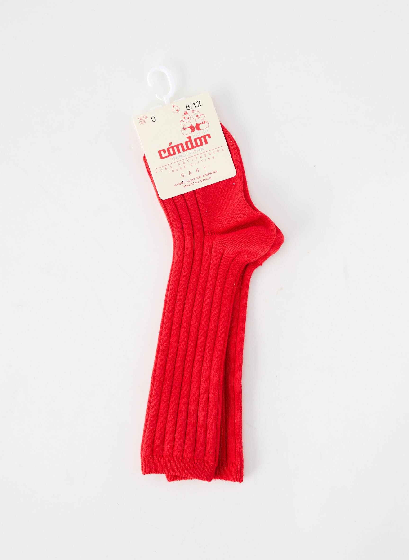 Chaussettes tissage côtelé rouge CONDOR enfant
