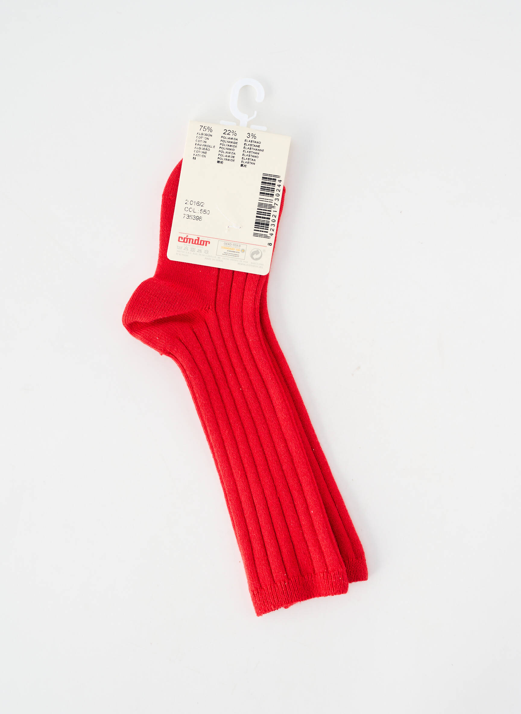 Chaussettes tissage côtelé rouge CONDOR enfant