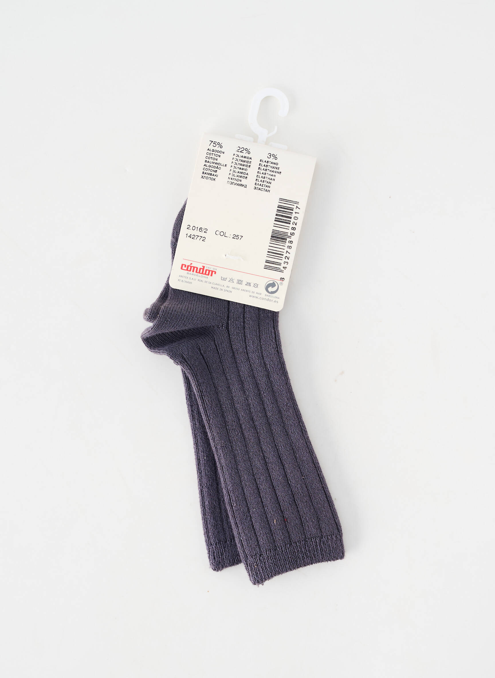 Chaussettes tissage côtelé gris CONDOR enfant
