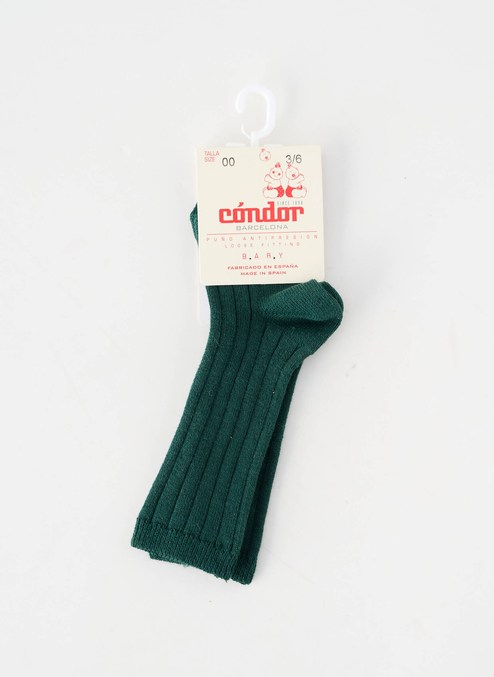 Chaussettes tissage côtelé vert CONDOR enfant