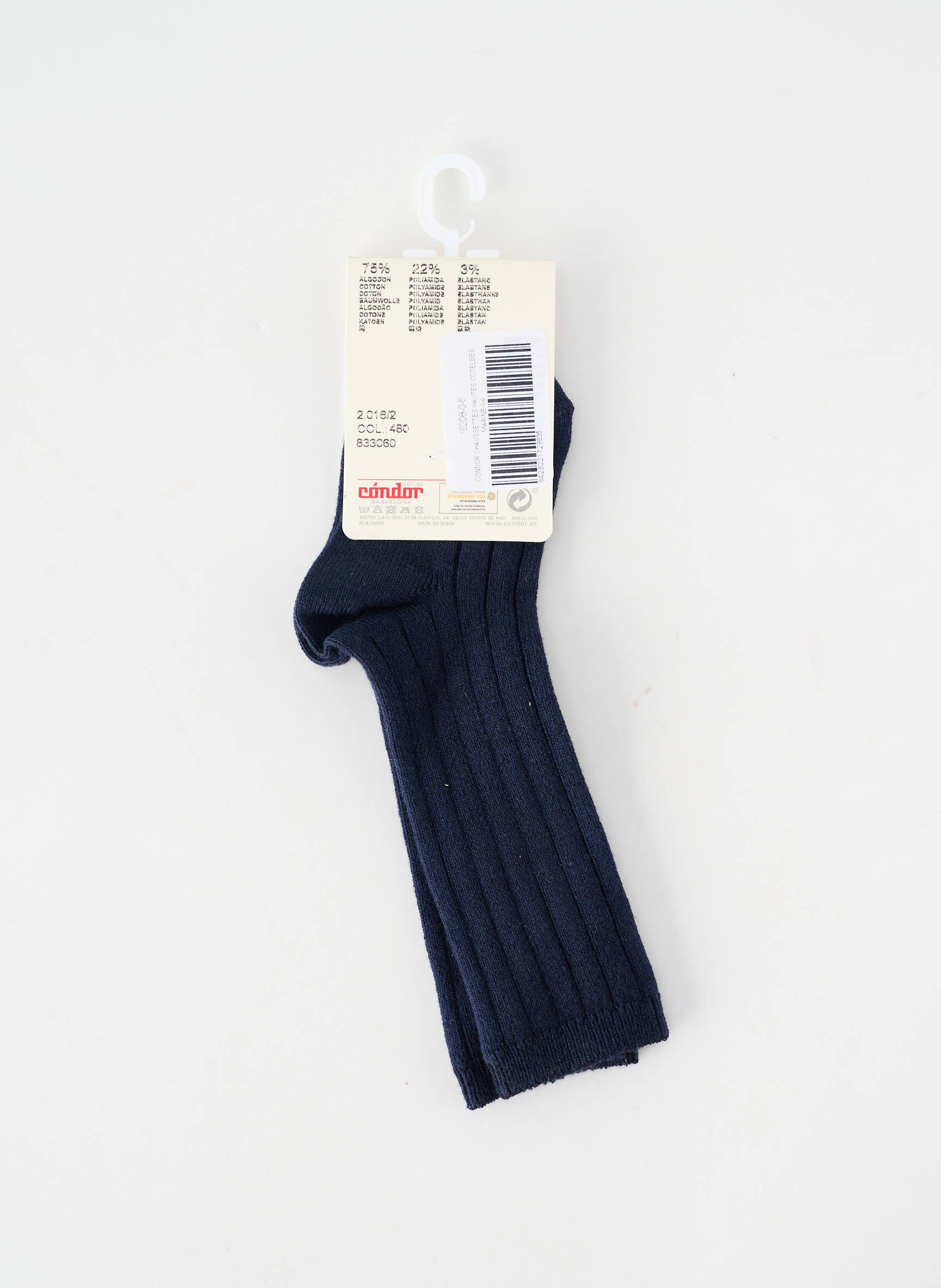 Chaussettes tissage côtelé bleu CONDOR enfant